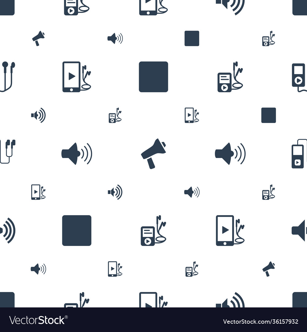 Mp3 icons pattern seamless white background