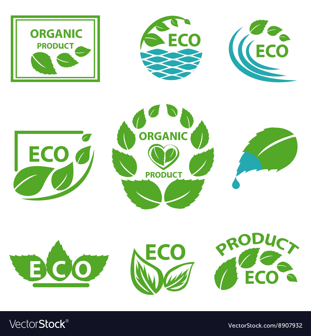 Organic Products Leaflet Water Logo Royalty Free Vector