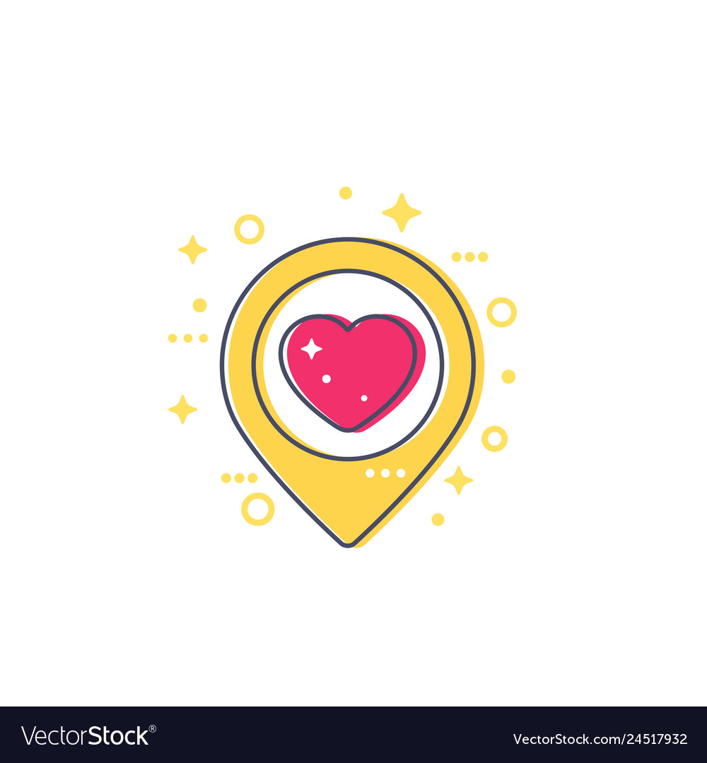 Pinpoint with heart dating icon