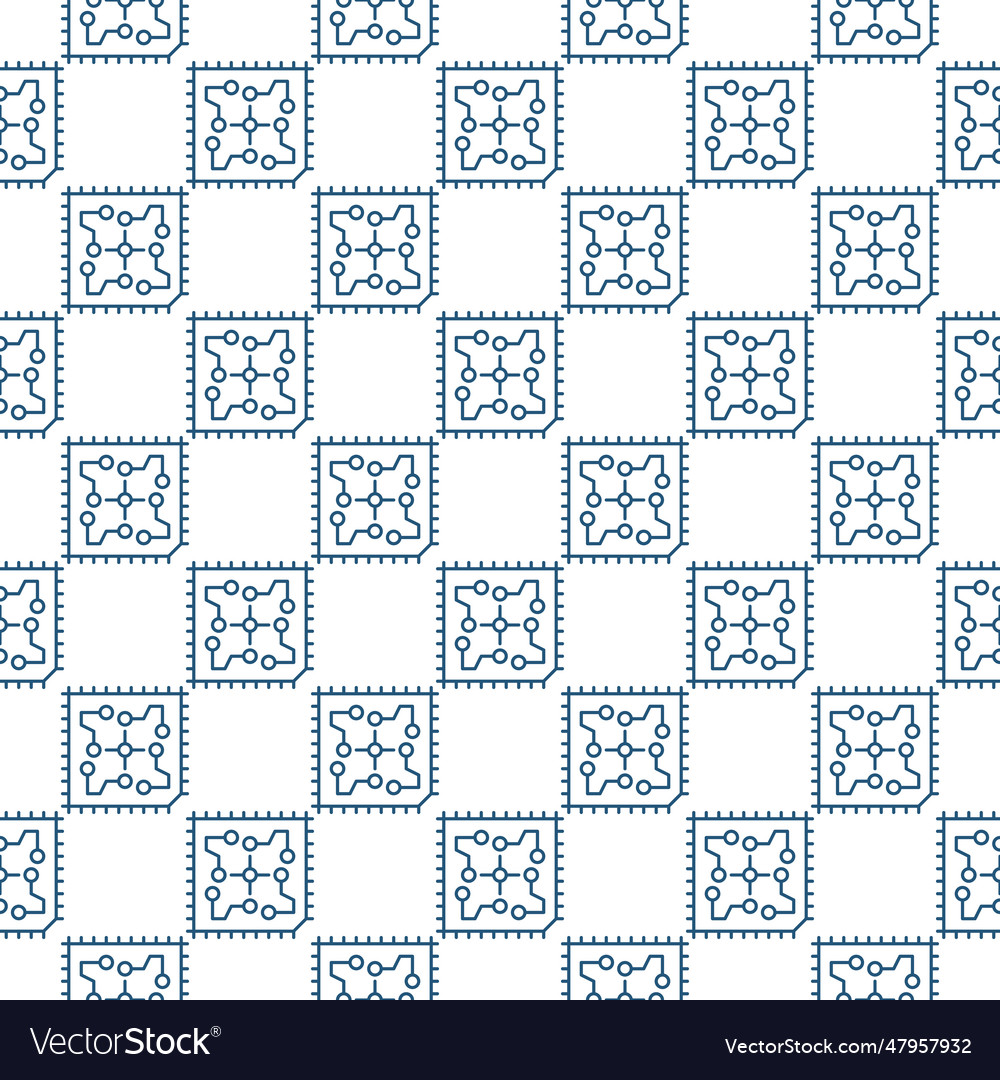 Processor with circuit board concept line vector image Processor with circuit board concept line