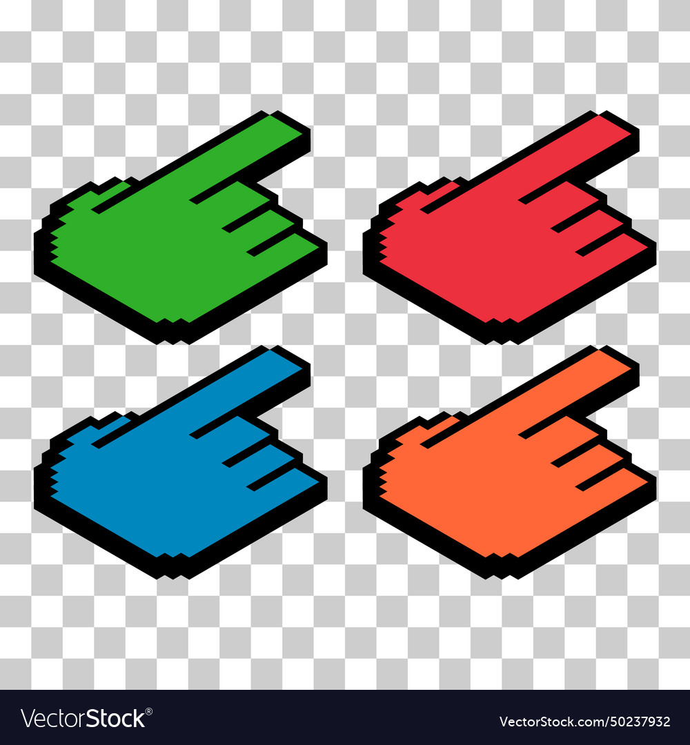Set of finger ixometric pixel web cursor click