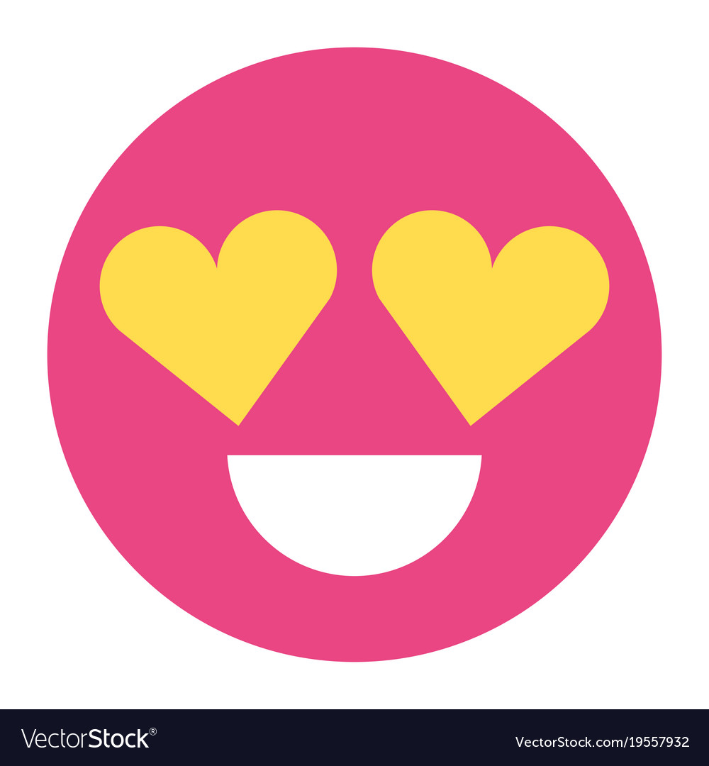 Smile emoticon heart shape eyes love Royalty Free Vector