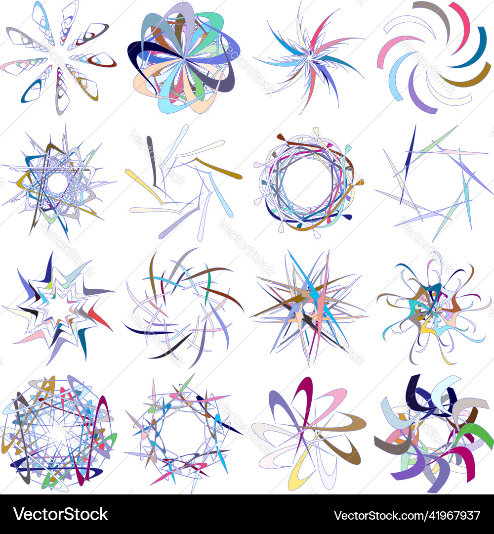 Abstract geometric element set of 16 crystal Vector Image