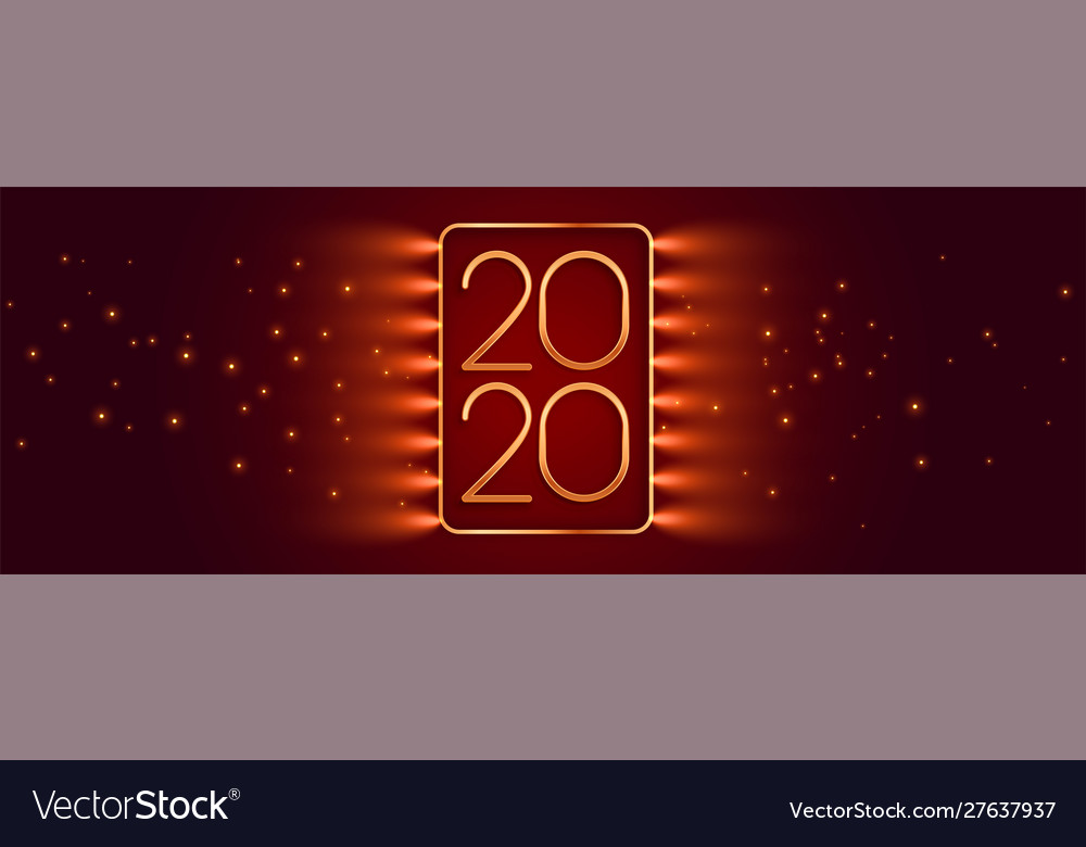 Beautiful red glowing happy new year banner design