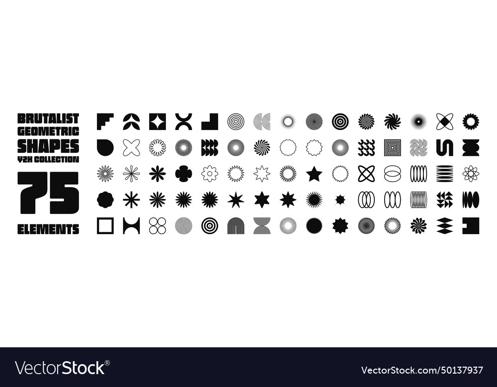 Brutalist geometric shapes symbols simple Vector Image