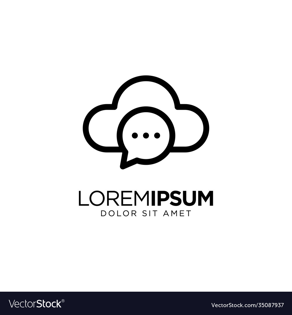 Cloud chat logo icon line outline monoline