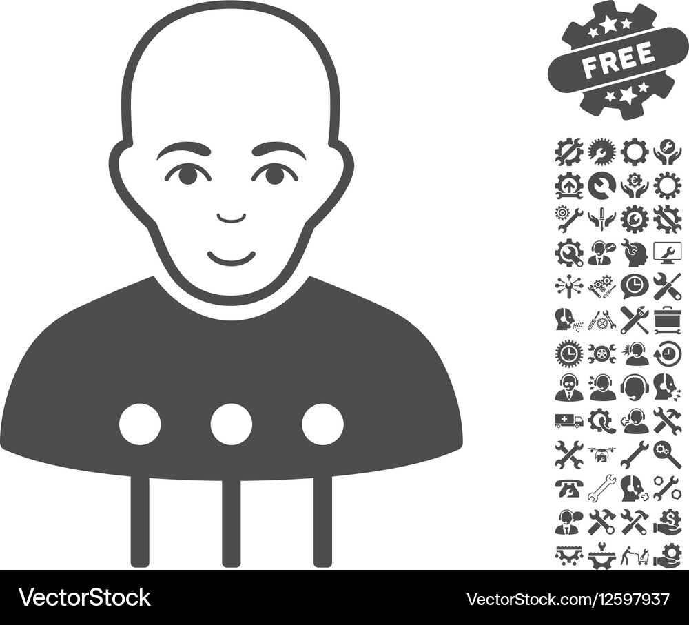 Cyborg interface icon with tools bonus Royalty Free Vector