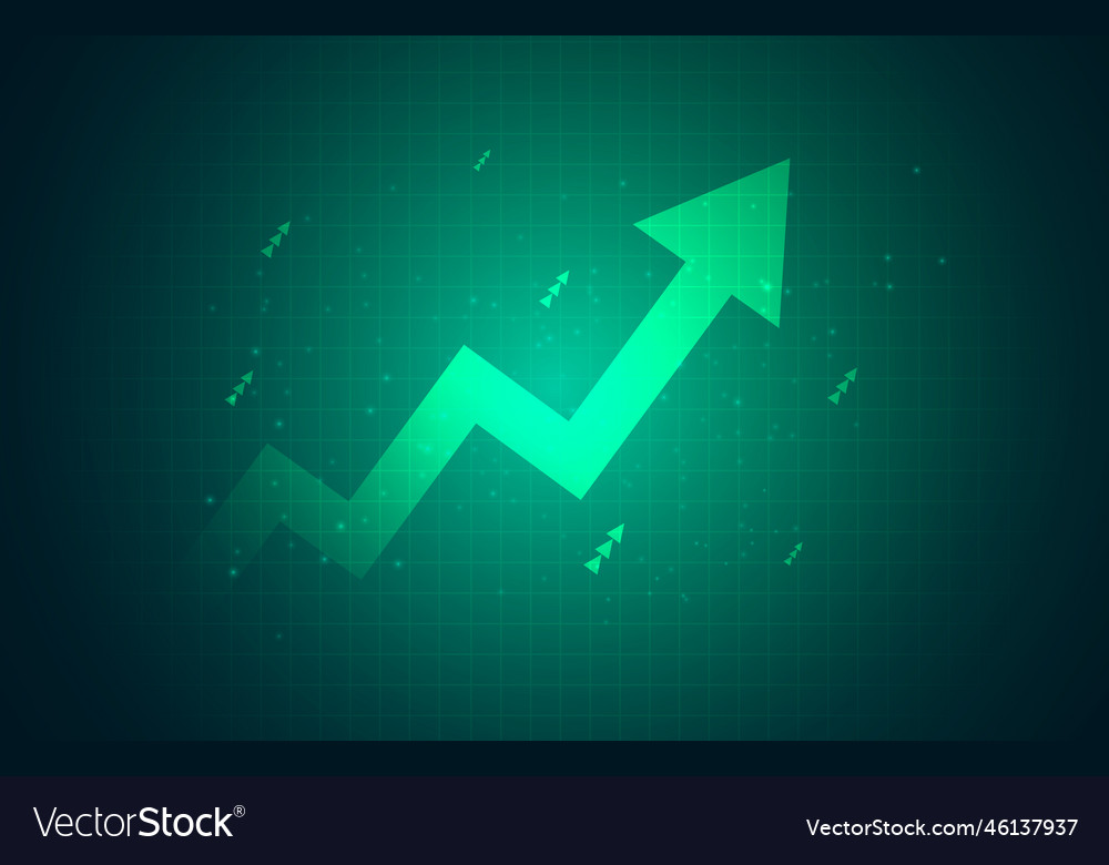 Financial market growth concept with green arrow Vector Image