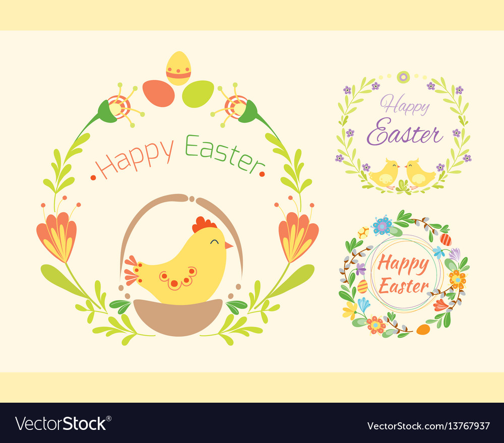 Happy easter hand drawn badge with lettering Vector Image Happy easter hand drawn badge with lettering