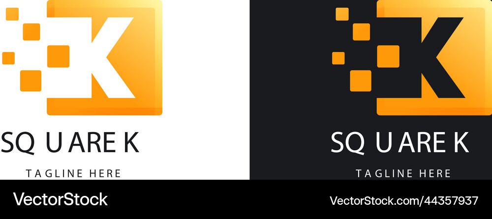 Letter k logo design template with square shape Vector Image