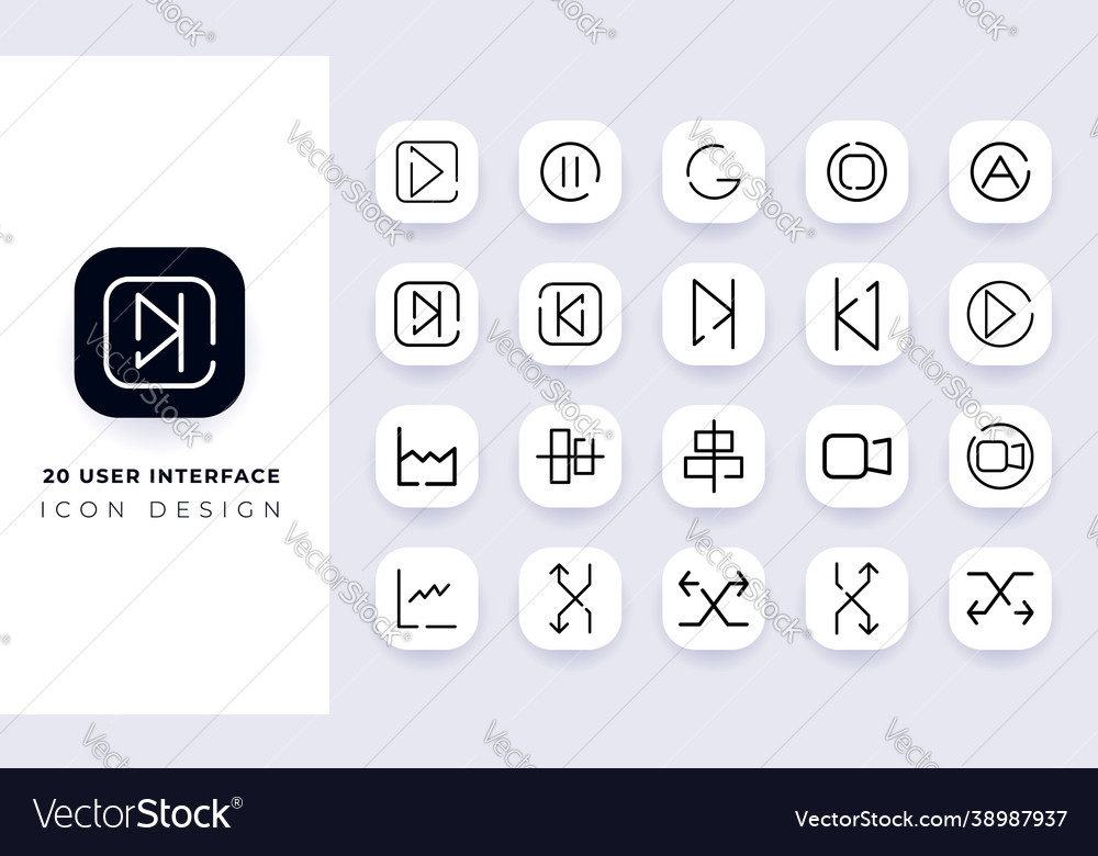 Line art incomplete user interface icon pack