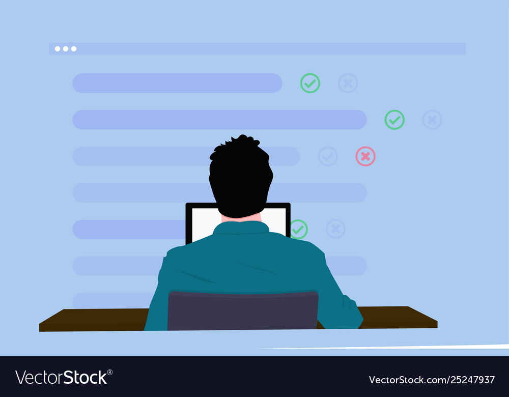 Man programmer is working on his laptop