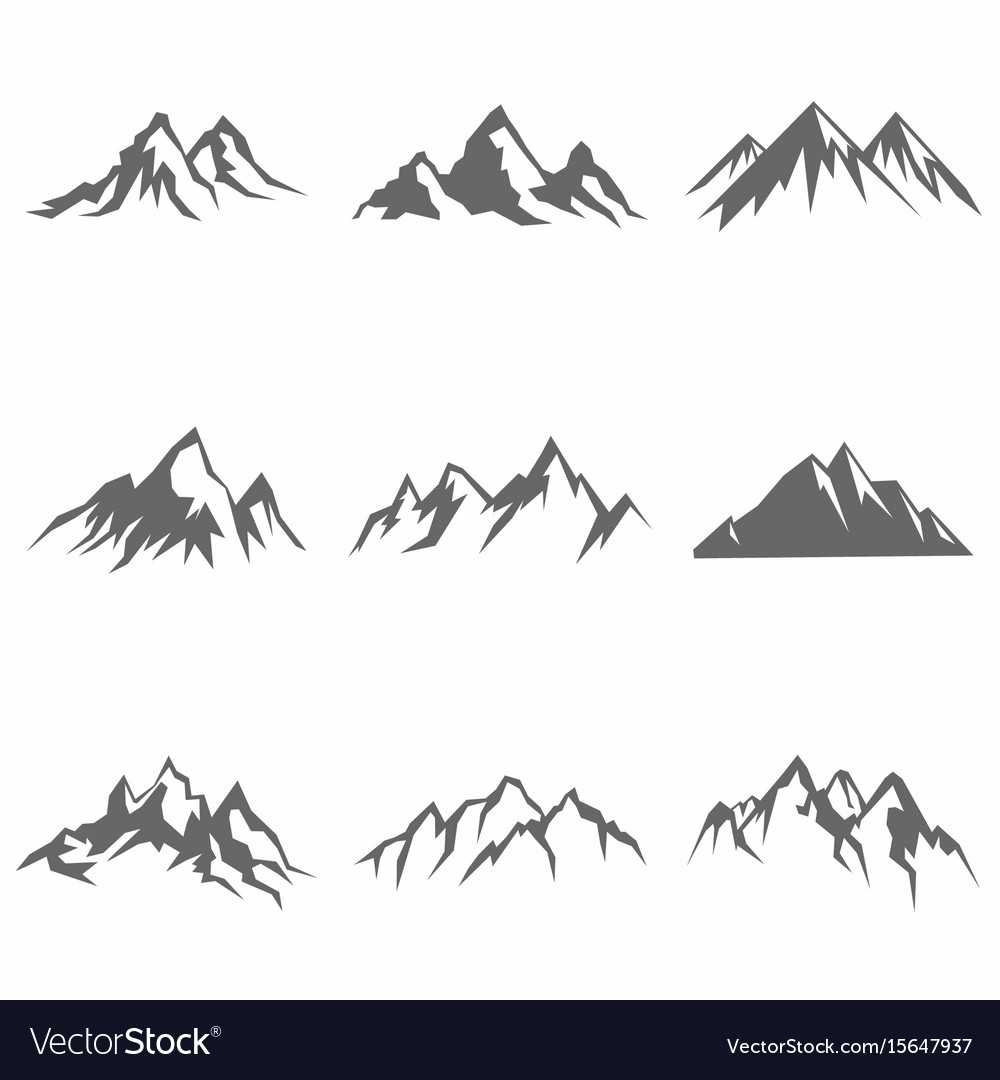 Mountain object in flat silhouette style Vector Image