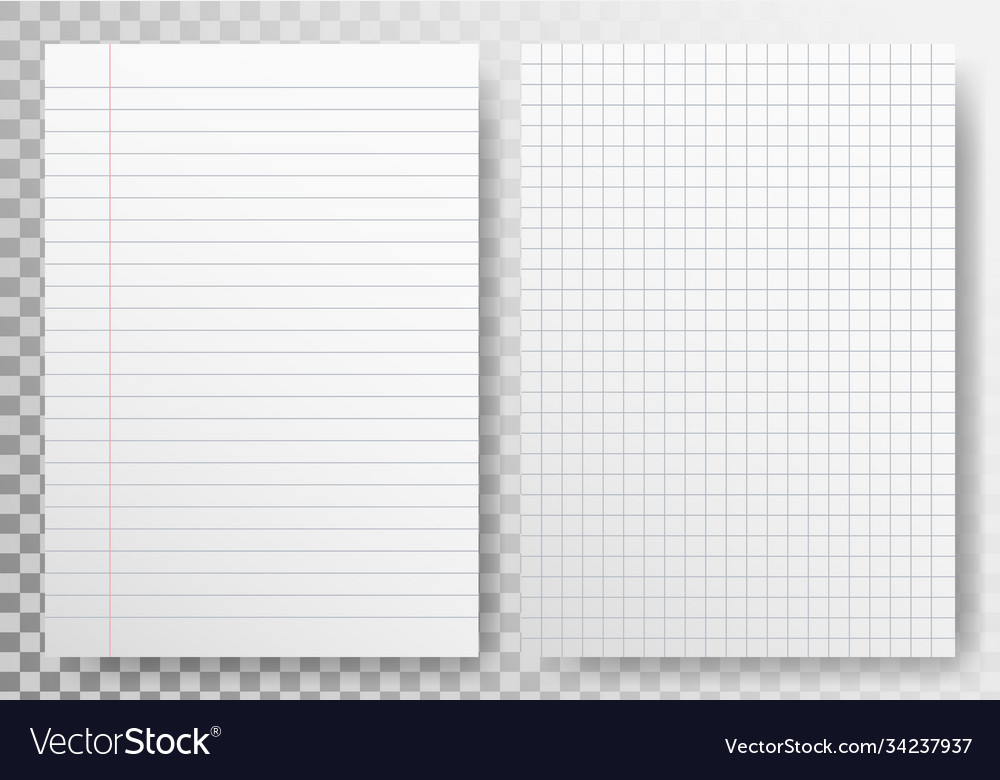 Paper lines template on transparent backdrop vector image Paper lines template on transparent backdrop