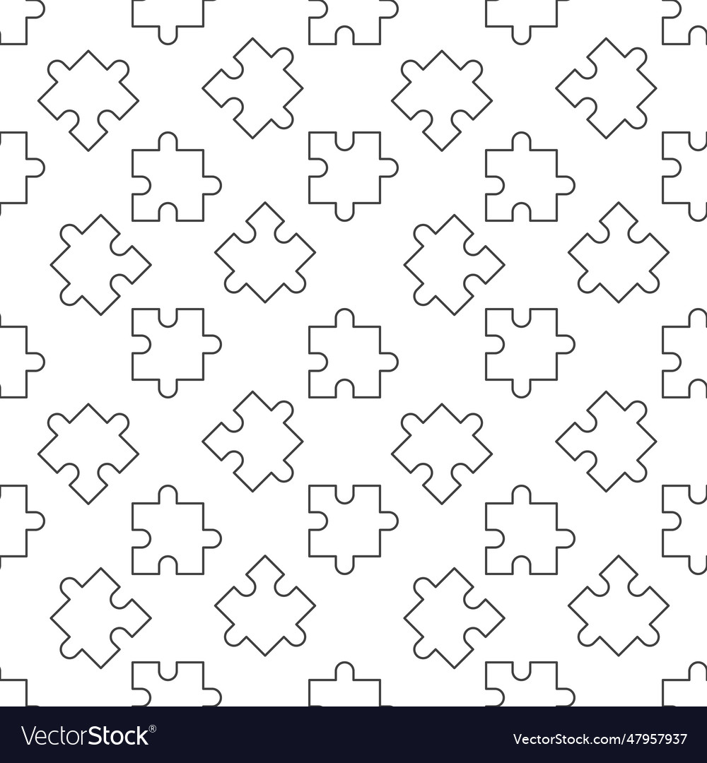 Puzzle concept simple outline seamless pattern vector image Puzzle concept simple outline seamless pattern