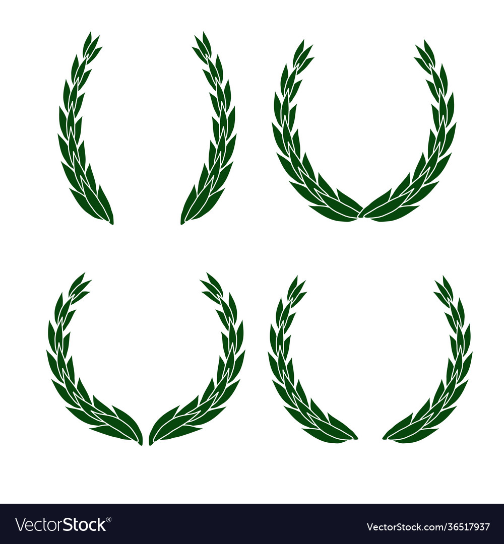 Set laurel wreath icon different shapes