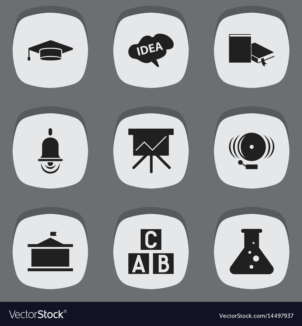 Set of 9 editable university icons includes