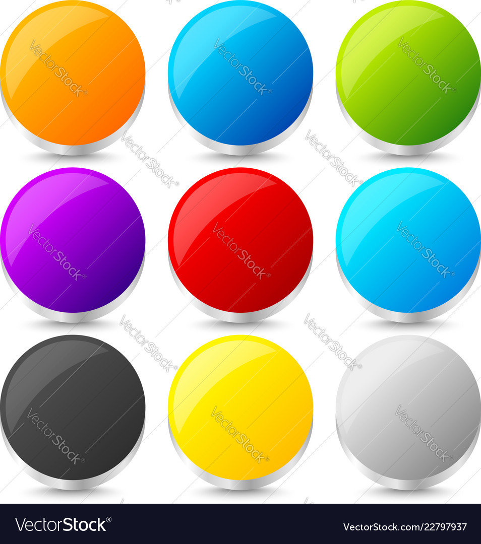 Set of colorful blank circles with 3d effect