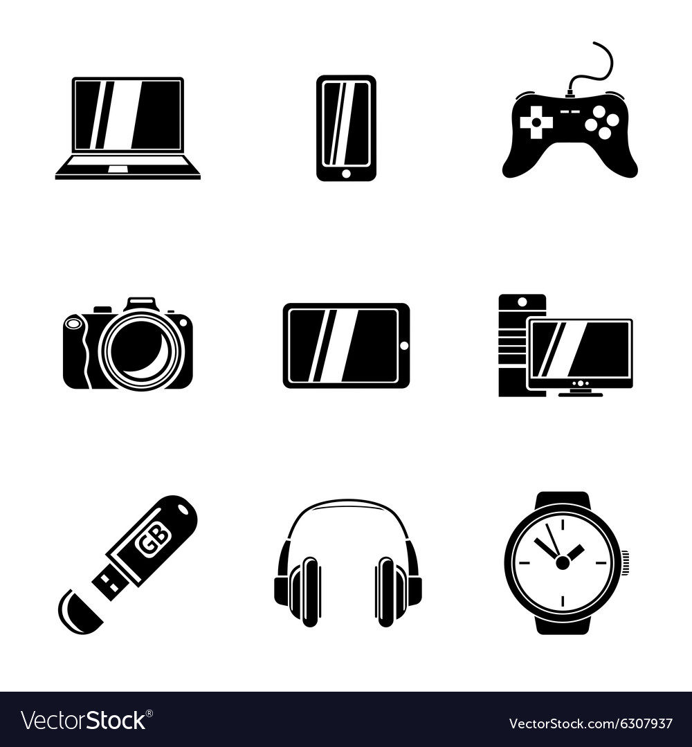 Set of gadget icons with - notebook phone