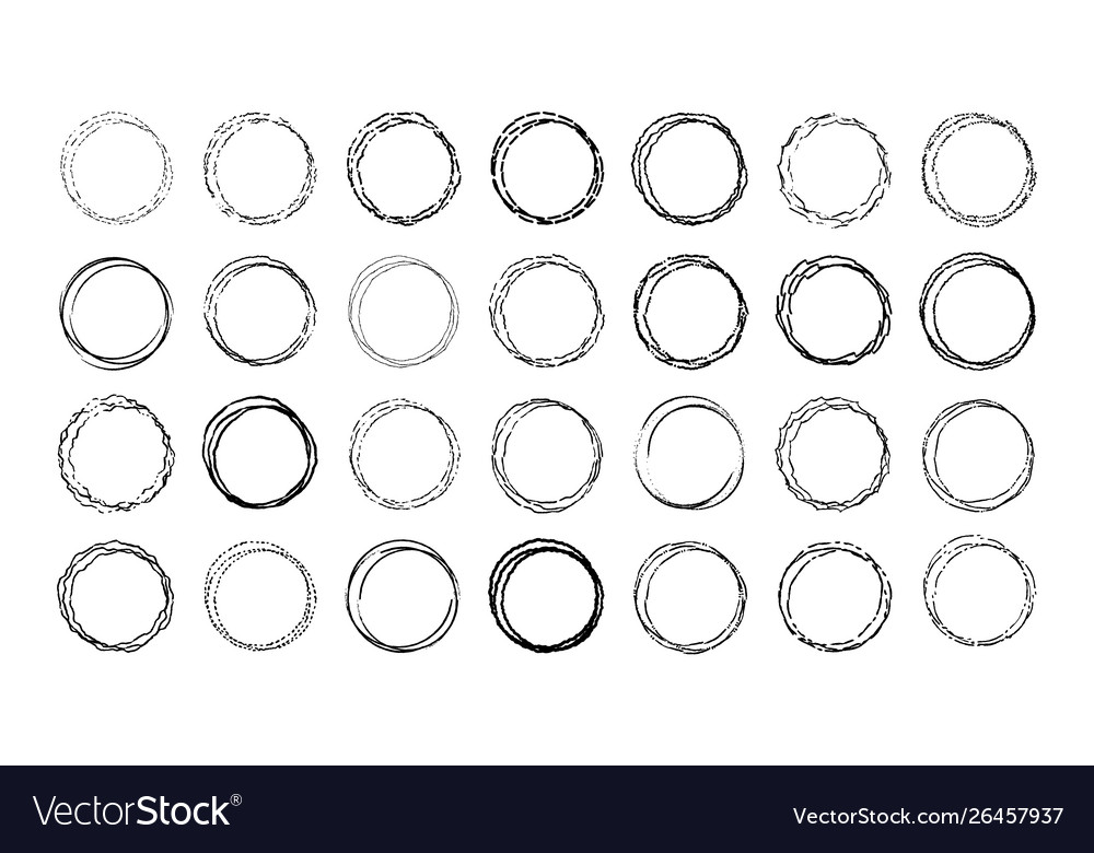 Set round doodle frames empty circles