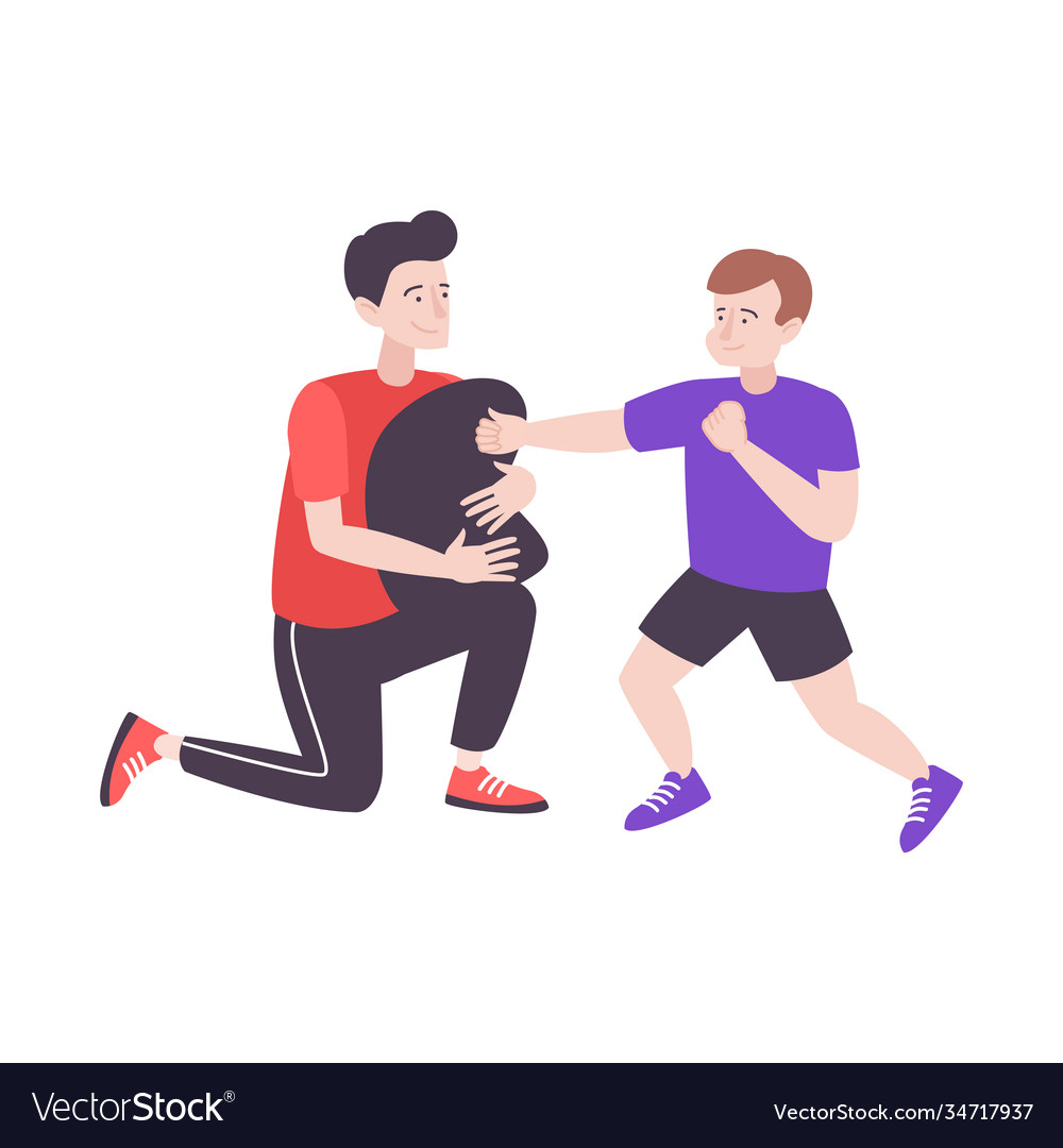 Sparring son flat composition Royalty Free Vector Image