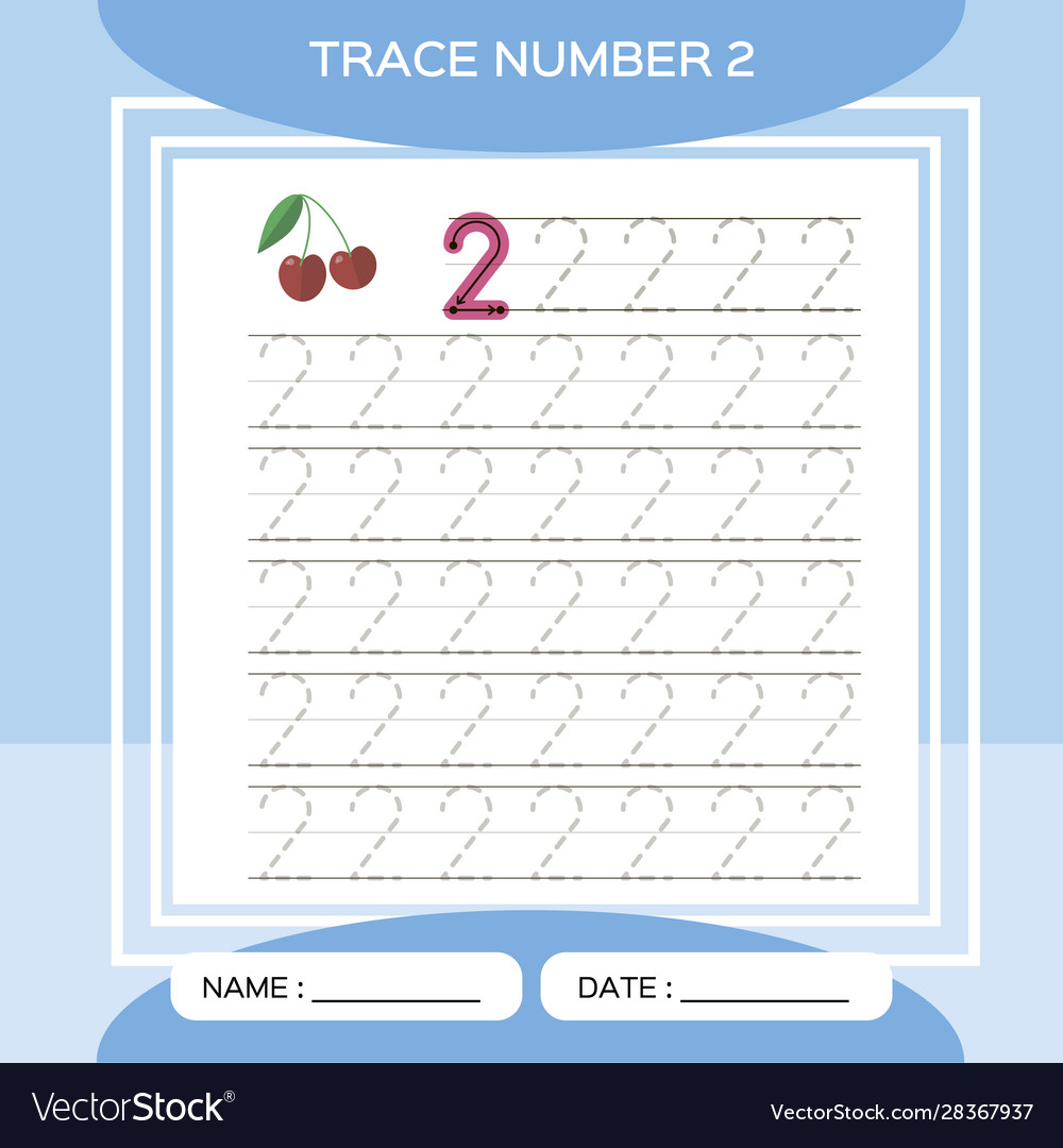 Trace number 2 two children educational game