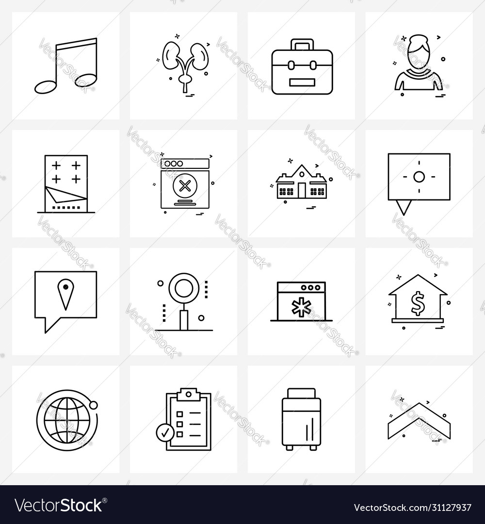 Ui set 16 basic line icons heart hiring