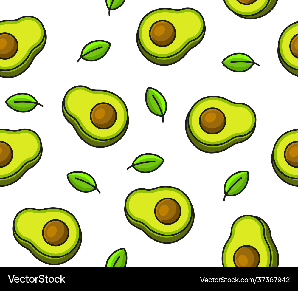 Avocado seamless pattern on white background Vector Image