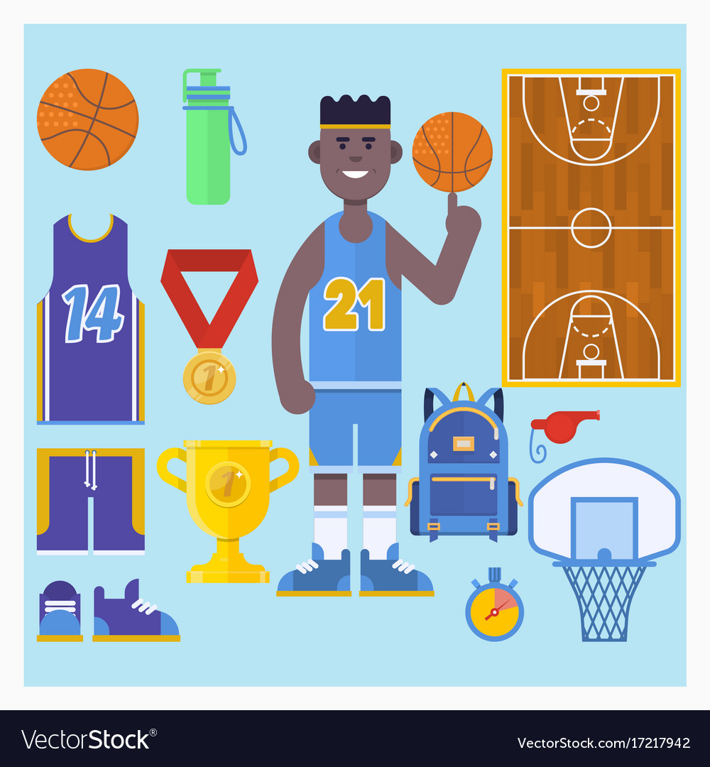 Basketball player and icon setsimple Royalty Free Vector