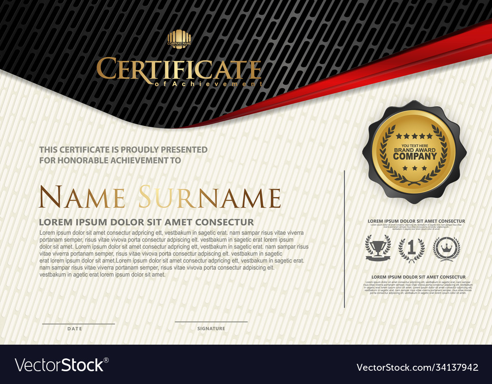 Certificate template with textured background vector image Certificate template with textured background