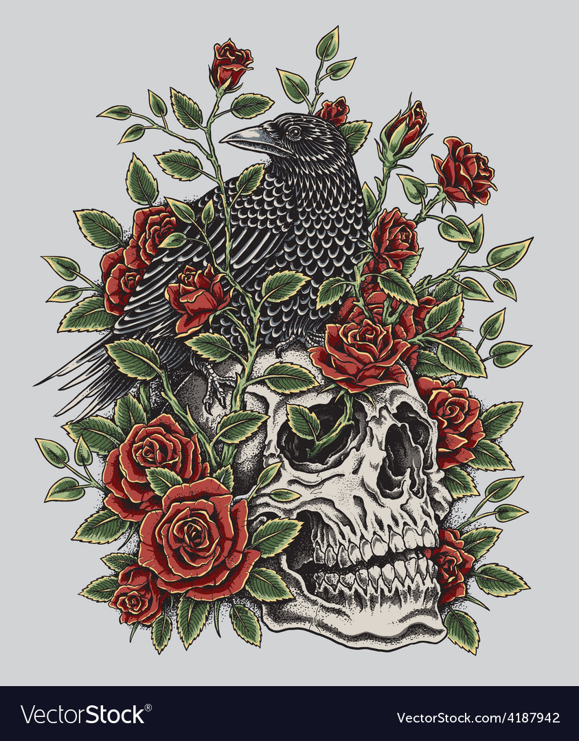 Temporary Tattoo For Girls Men Women 3D Crow on Skull Sticker Size 19x12CM   1PC  Amazonin Beauty