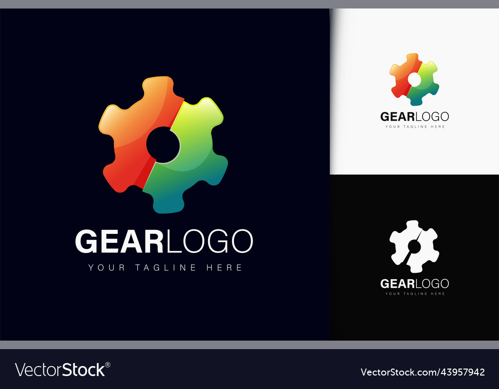 Gear logo design with gradient Royalty Free Vector Image