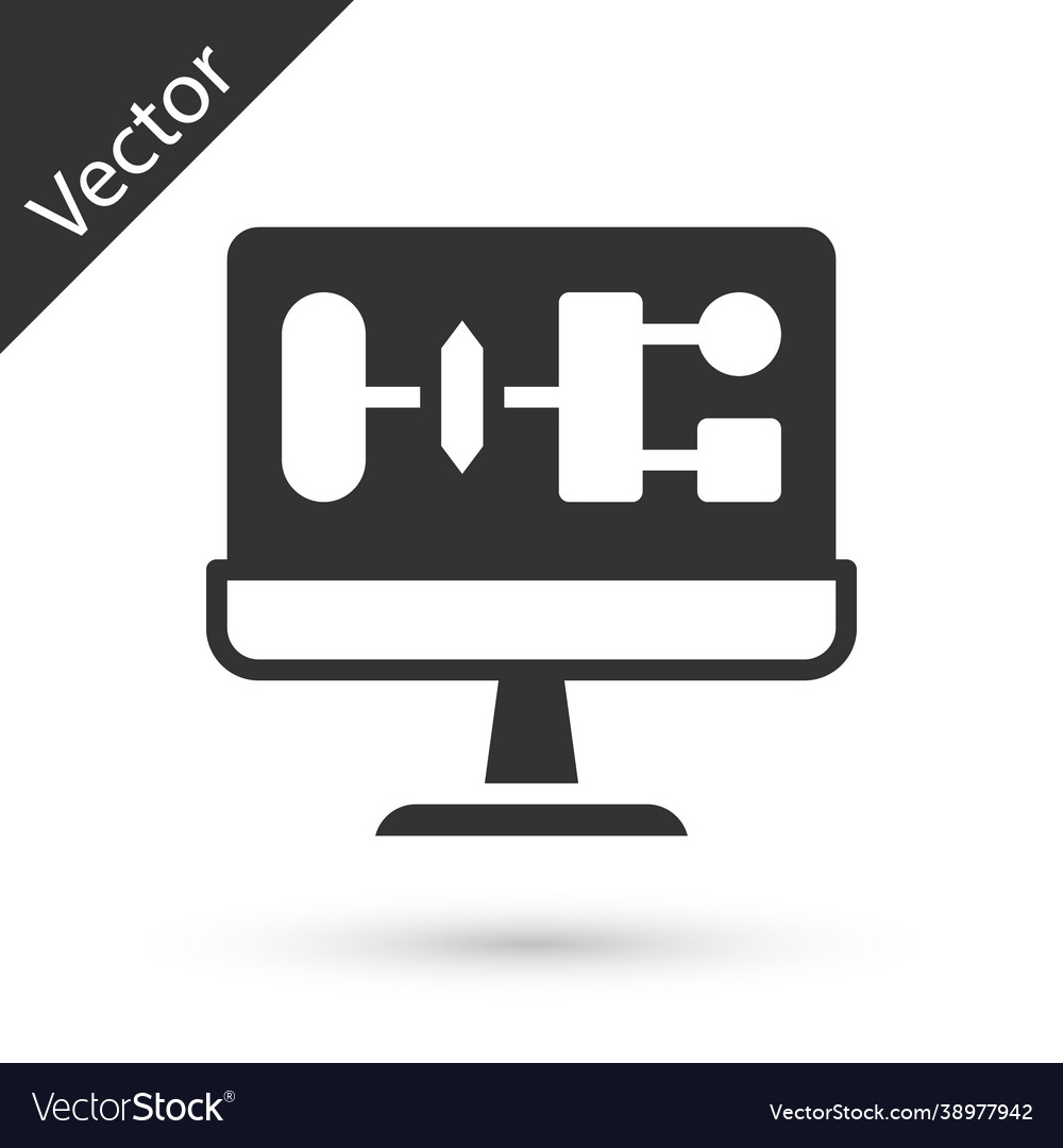 Grey algorithm icon isolated on white background
