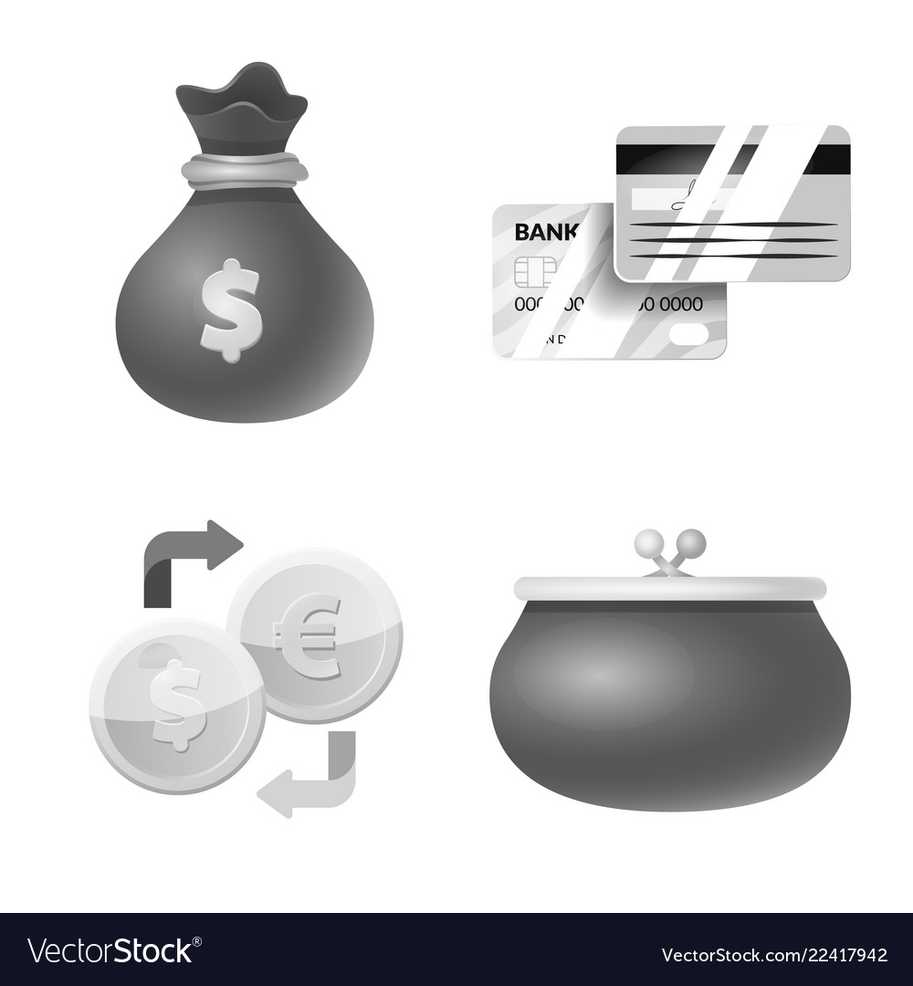 Isolated object of bank and money icon set