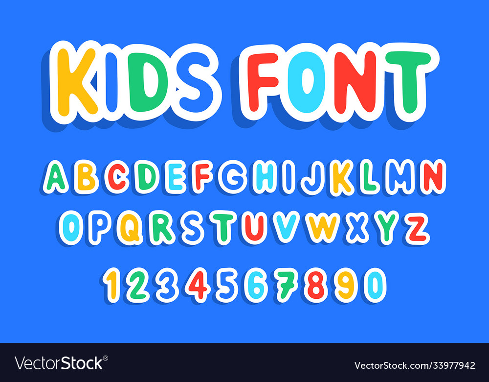 Kids font Royalty Free Vector Image - VectorStock