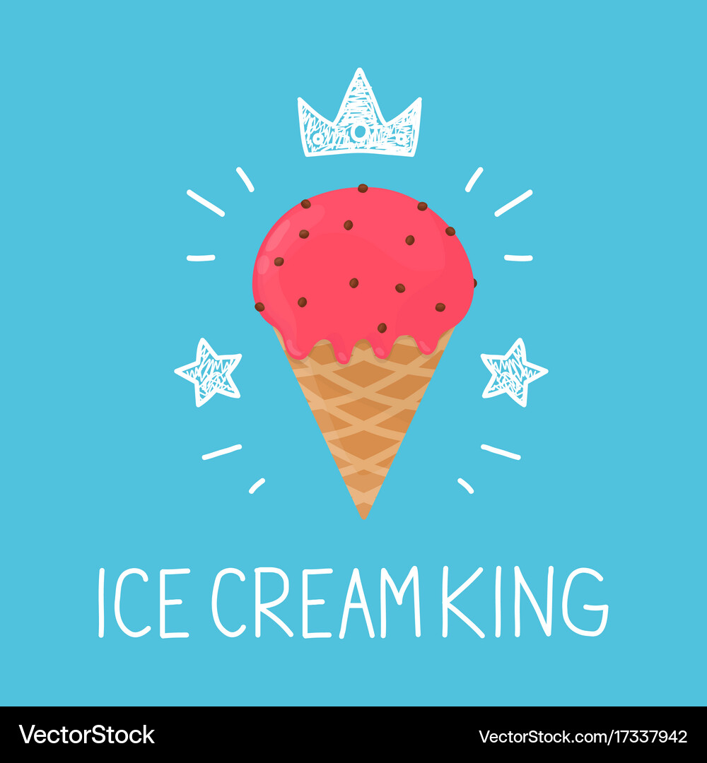 King ice cream cartoon flat and doodle Royalty Free Vector