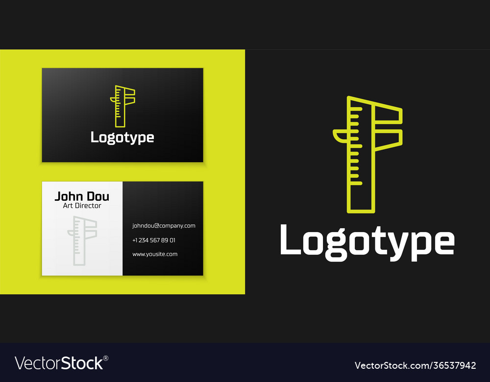 Logotype line calliper or caliper and scale icon vector image Logotype line calliper or caliper and scale icon
