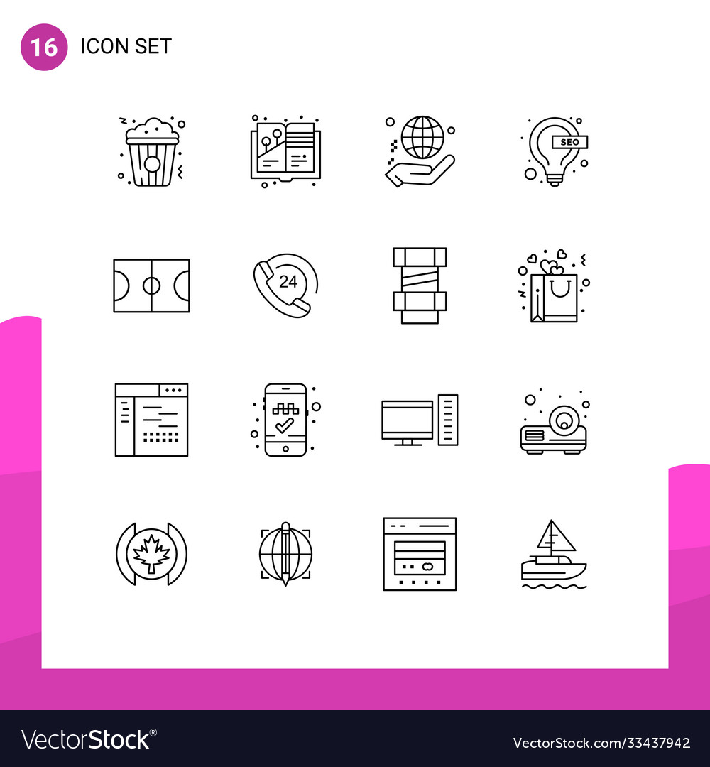 Modern set 16 outlines pictograph basket