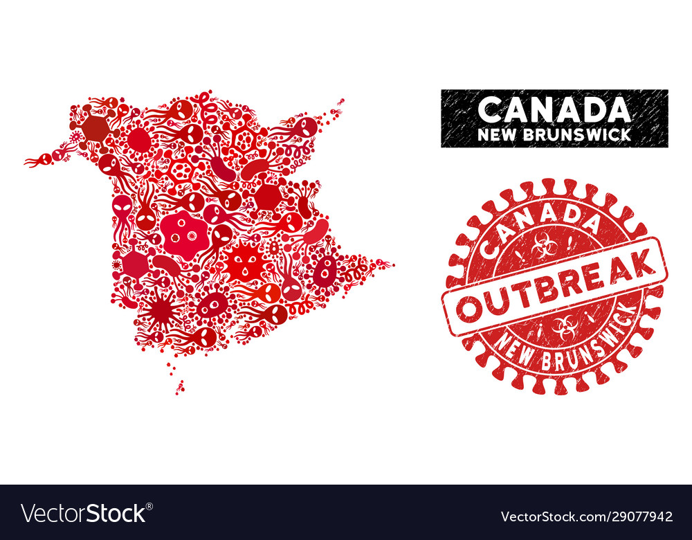 Outbreak collage new brunswick - Outbreak Collage New Brunswick Province Map Vector 29077942