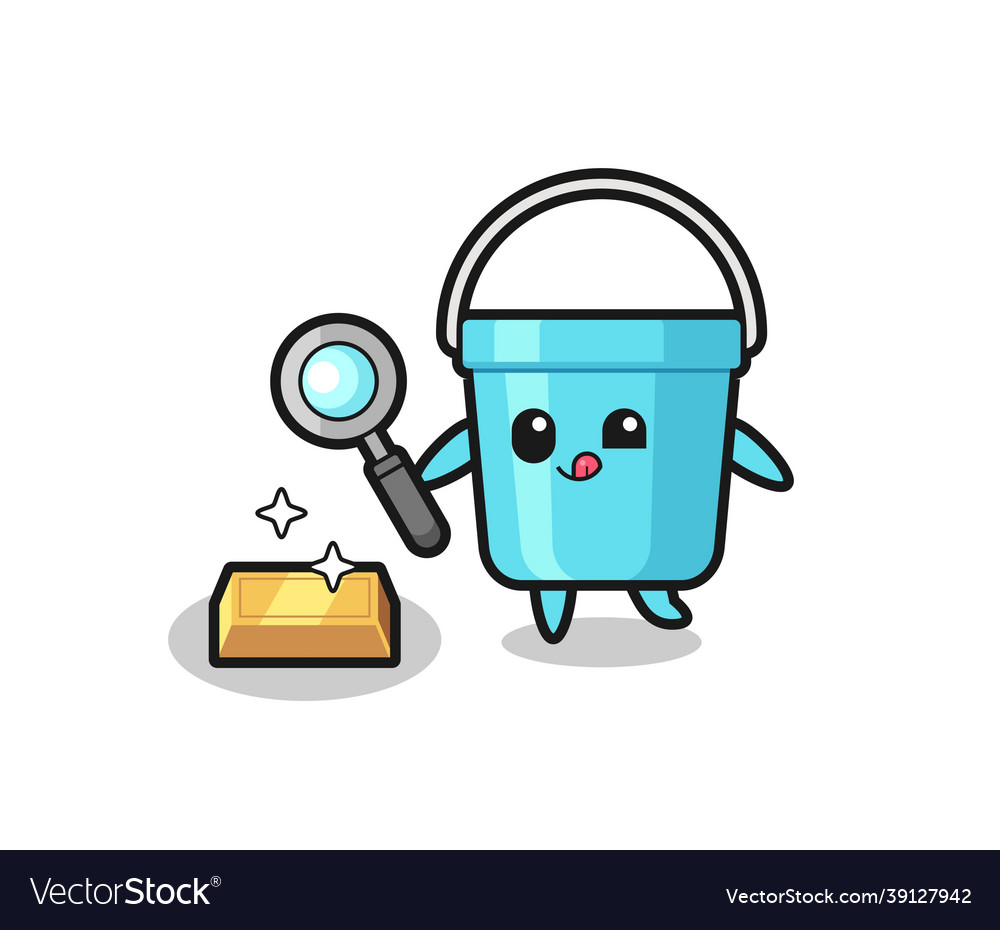 Plastic bucket character is checking vector image Plastic bucket character is checking