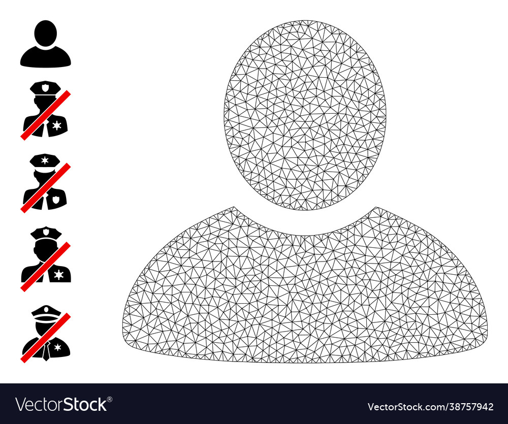 Polygonal net man icon with simple symbols vector image Polygonal net man icon with simple symbols