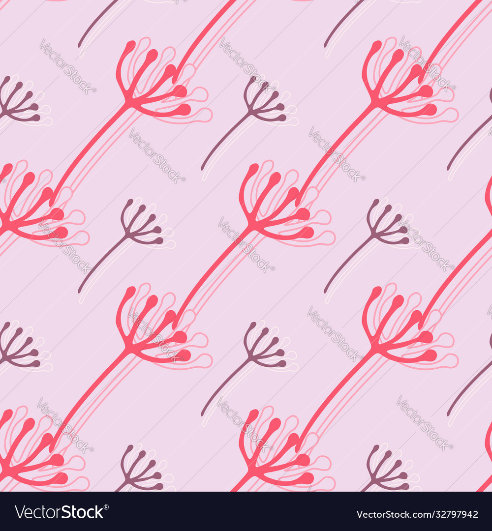Seamless botanic dandelion outline pattern vector image Seamless botanic dandelion outline pattern