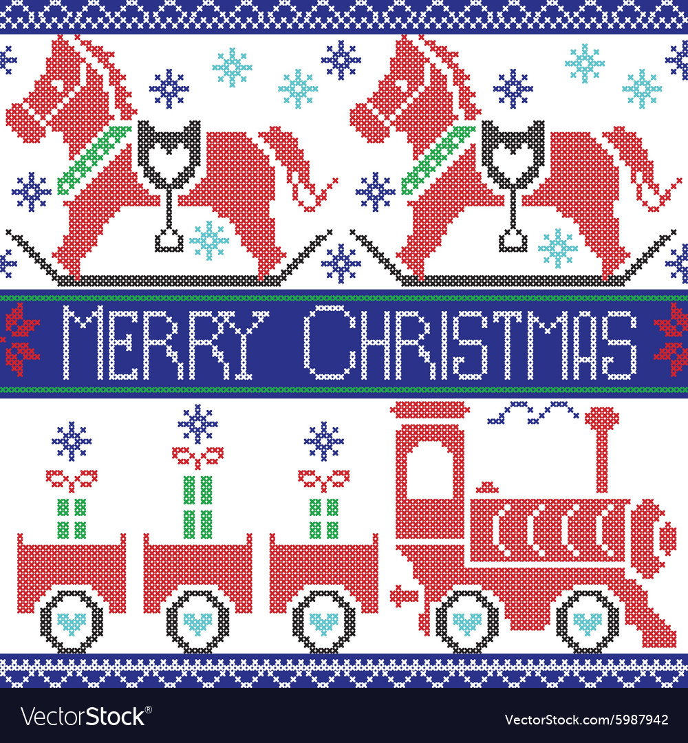 Seamless nordic pattern with train