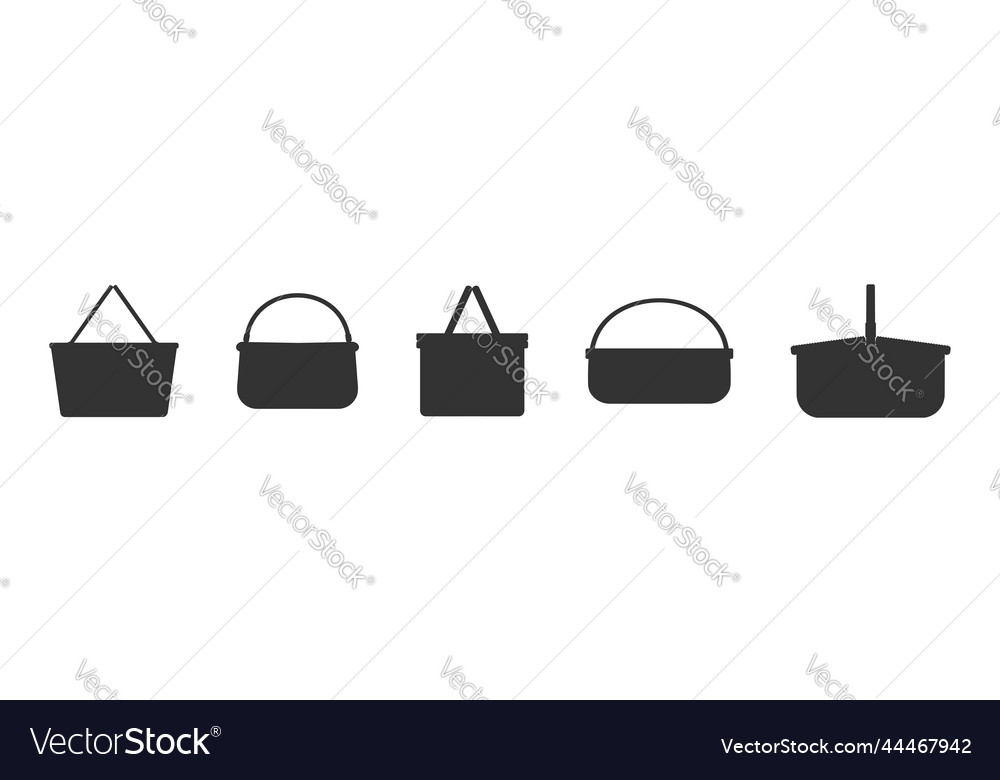 Silhouettes of empty wicker picnic baskets set Vector Image Silhouettes of empty wicker picnic baskets set