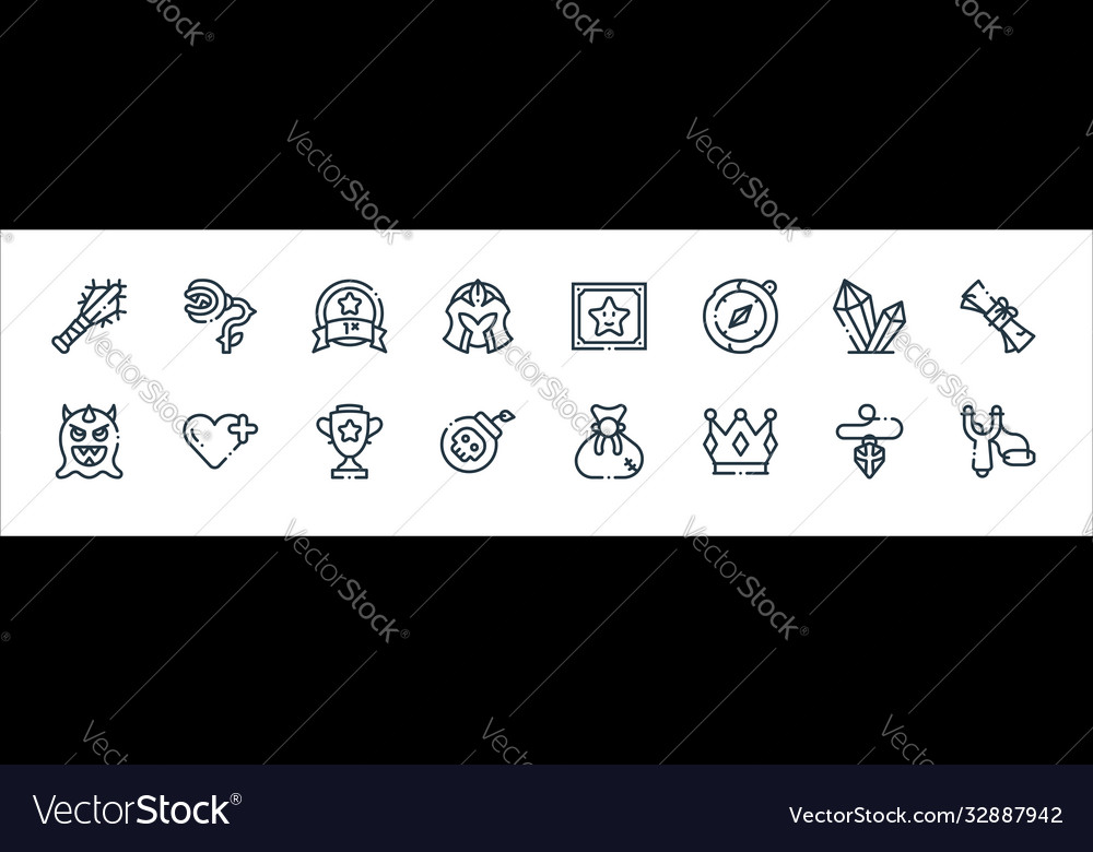 Videogame elements line icons linear set quality Vector Image Videogame elements line icons linear set quality