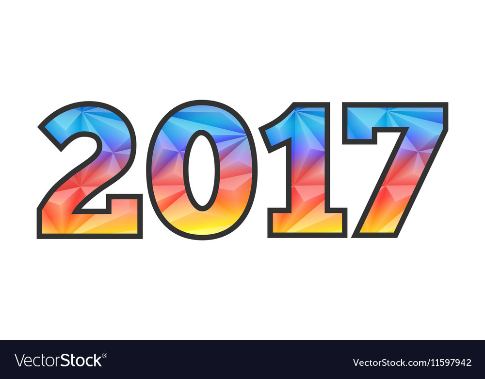 Year geometric triangular low polygon colorful