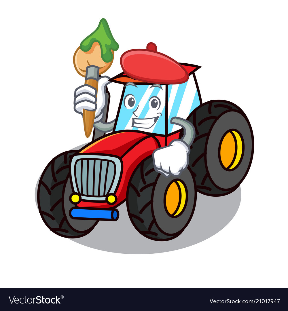 Artist tractor character cartoon style