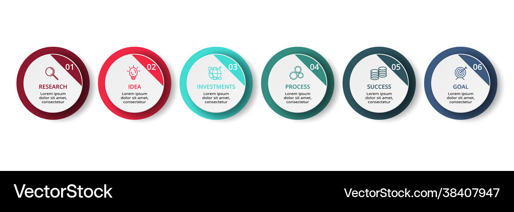 Circle elements graph diagram with 6 steps Vector Image