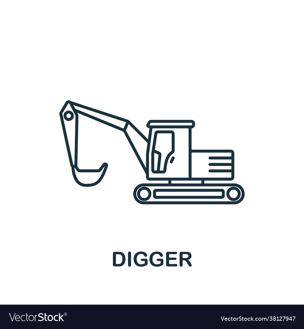 Digger icon simple line element symbol