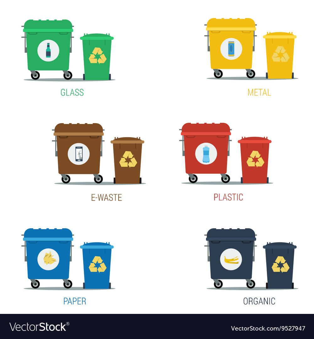 Garbage various types cans set